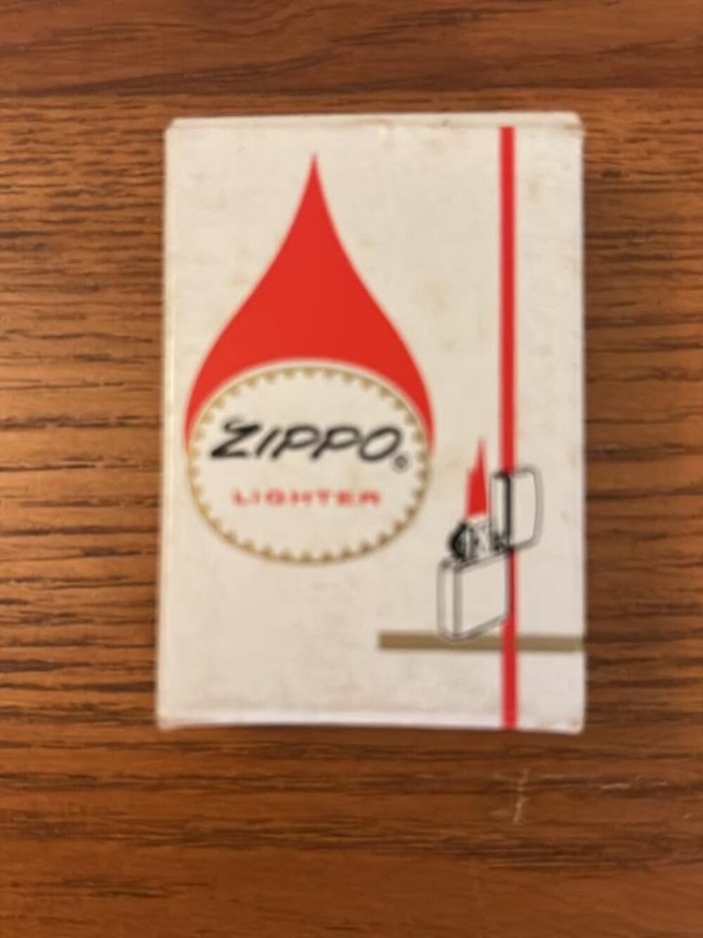 Vintage  ZIPPO Lighter EMPTY BOX Only Red & White w/Flame